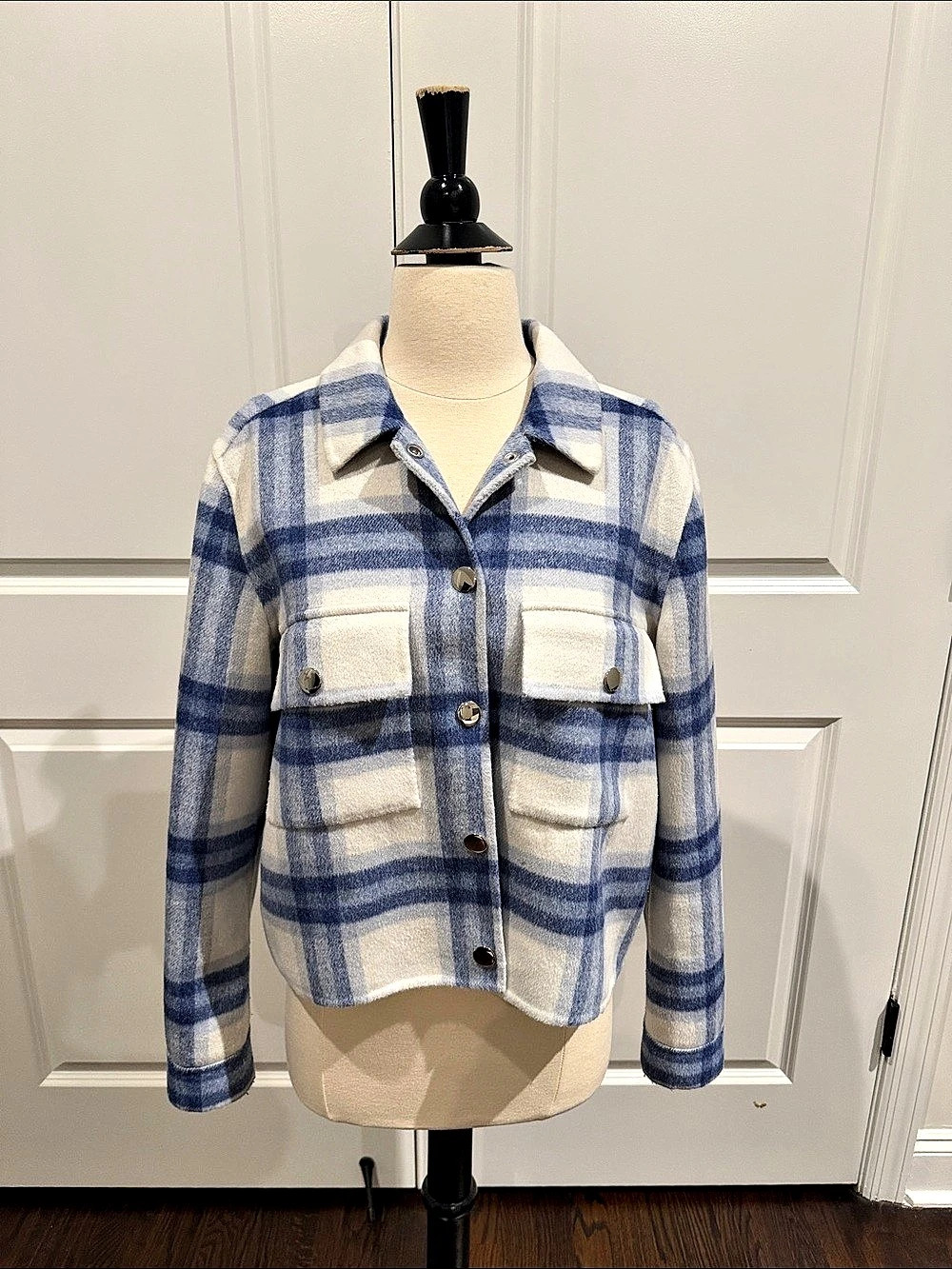 Rails Women's Plaid Jacket in Blue & White Size Medium